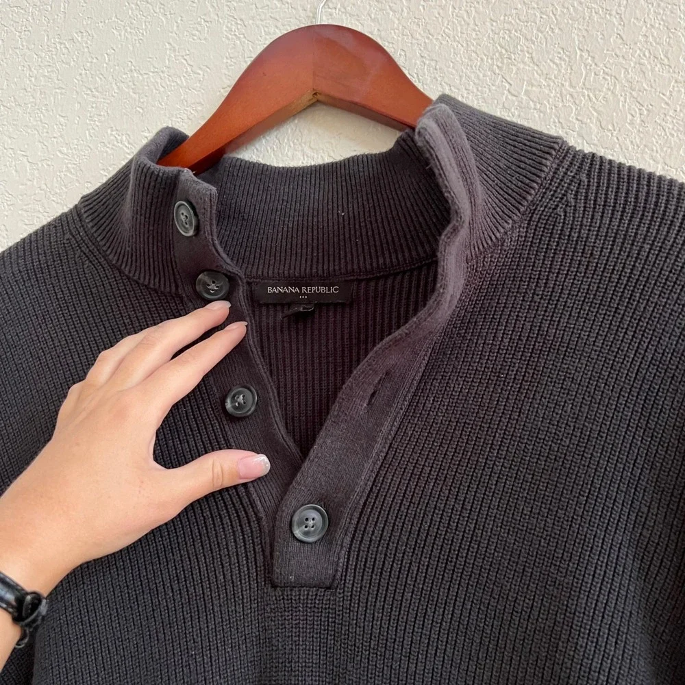 Banana Republic Thick Knit Cotton Pullover Sweater Size Large‎ Button Up